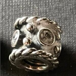 Pandora Retired Silver Clear CZ Accent Spacer Charm